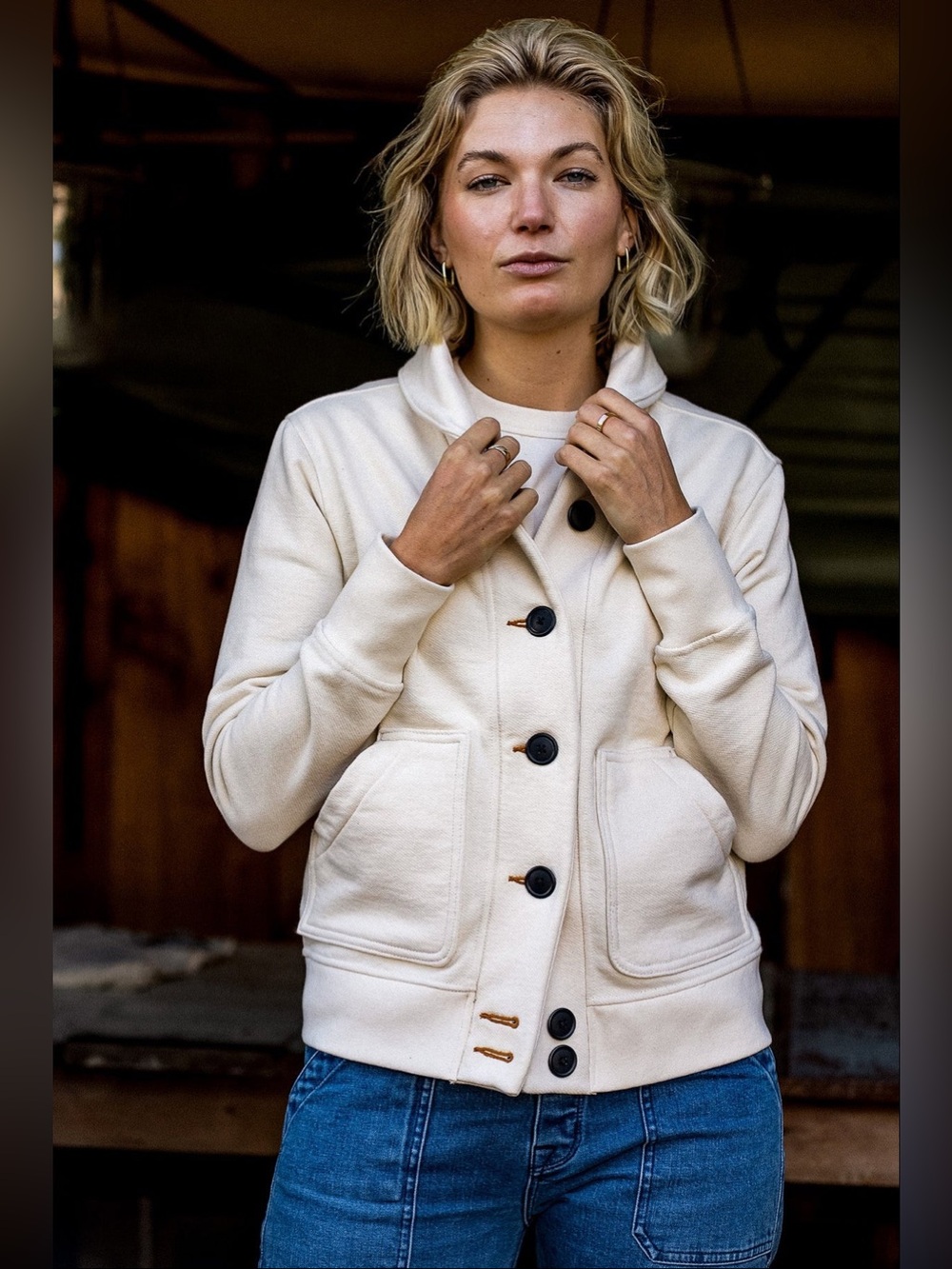 WIES MADE Bodega Cardigan Shawl Jacket in Natural Size XS VGUC